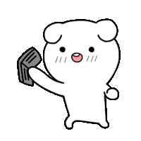 a cartoon of a bear holding a spatula in its hand .