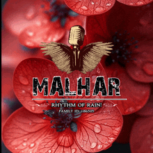 a poster for malhar rhythm of rain with a microphone and wings