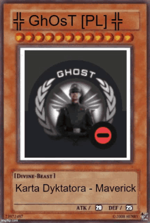 a card that says ghost on it with a picture of a man on it