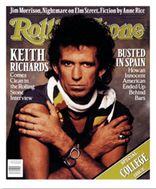 the cover of rolling stone magazine with keith richards on it