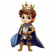 a cartoon illustration of a boy dressed as a king with a crown on his head