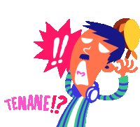 a cartoon illustration of a man screaming with the word tenane behind him