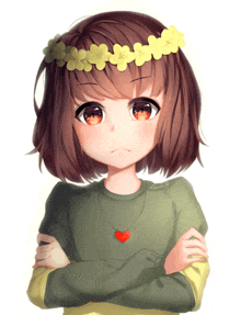 a drawing of a girl with flowers in her hair