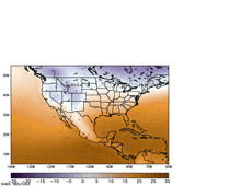 a map of the united states showing a temperature range of -15 to 30