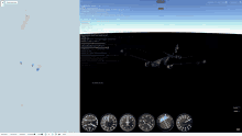 a computer screen shows a plane flying in the sky and a few gauges on it