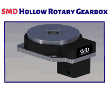 a drawing of a smd hollow rotary gearbox on a white background