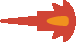 a red arrow with a yellow center is flying through the air .