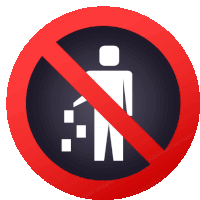 a no littering sign with a silhouette of a person in the middle