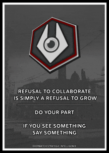 a poster that says " refusal to collaborate is simply a refusal to grow do your part if you see something say something "