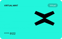 a virtual mint card with a black cross and the number 8122