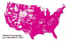 a map of the united states showing t-mobile coverage as of december 31, 2017