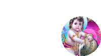 a painting of a baby krishna holding a bucket of water