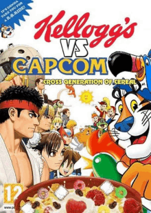 a box of kellogg 's vs capcom cereal with cartoon characters on it