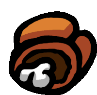 a cartoon drawing of a cinnamon roll with a white swirl in the middle .