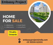 an advertisement for a home for sale with 70 lakhs onwards written on it