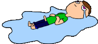 a cartoon of a person laying in a puddle of water with their eyes closed