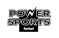 a black and white logo for power sports ferbel .