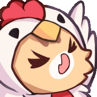 a cartoon of a chicken making a funny face with its mouth open