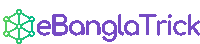 a logo for ebangla trick with a green and purple logo