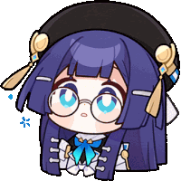 a cartoon drawing of a girl with long purple hair and glasses