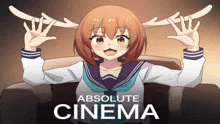 a poster for absolute cinema with a girl with antlers on her head