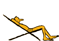 a cartoon of a man laying in a beach chair with his eyes closed