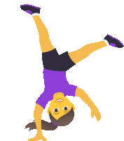 a girl in purple shorts is doing a handstand on a white background