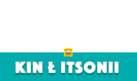 a blue sign that says kin & itsonii