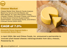 an advertisement for cheese market shows a slice of cheese