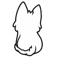 a black and white drawing of a cat 's back and tail .