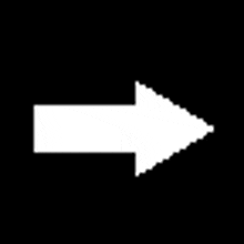 a white arrow pointing right on a black background .