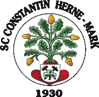 a logo for sc constantin herne-mark with a tree and acorns