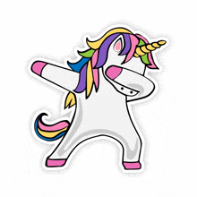 a sticker of a unicorn with a colorful mane