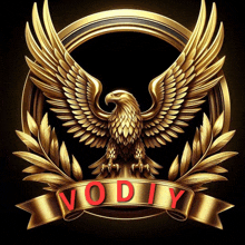 a gold eagle is in a circle with the word vodiy on it