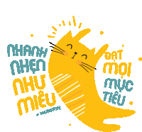 an illustration of a cat with the words " hanh nhen nhu mieu " written on it