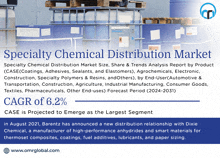 an advertisement for specialty chemical distribution market shows a stack of containers