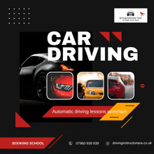 an advertisement for car driving automatic driving lessons