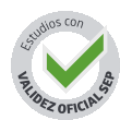 a green check mark in a circle with the words estudios con validez oficial sep