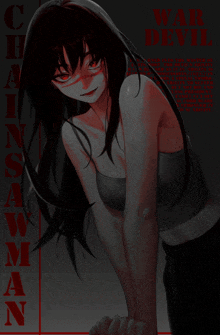 a poster of a girl with red eyes and the words war devil