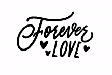 a black and white logo that says forever love with hearts