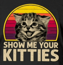 a shirt that says show me your kitties with a kitten