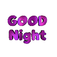 the words good night are written in purple on a white background