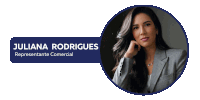 juliana rodrigues is a representative comercial in a blue circle