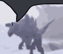 a drawing of a dinosaur with a speech bubble above its head