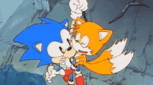 sonic the hedgehog and tails the fox in a cartoon