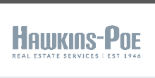 the logo for hawkins-poe real estate services was created in 1946