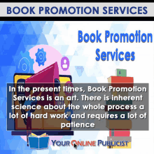 an advertisement for book promotion services says that book promotion services is an art and requires a lot of hard work