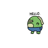 a cartoon of a frog that says hello on the bottom