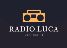 a logo for radio.luca shows a boombox and the words 24/7 radio