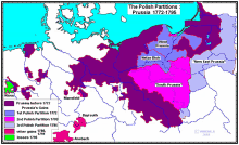 a map showing the polish partitions of prussia from 1772-1795